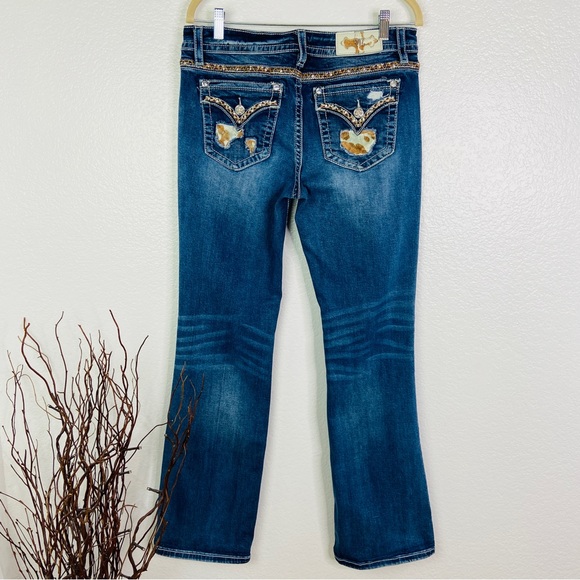 Miss Me Denim - MISS ME Chloe Boot Cut Cowhide Rhinestone Jeans 32